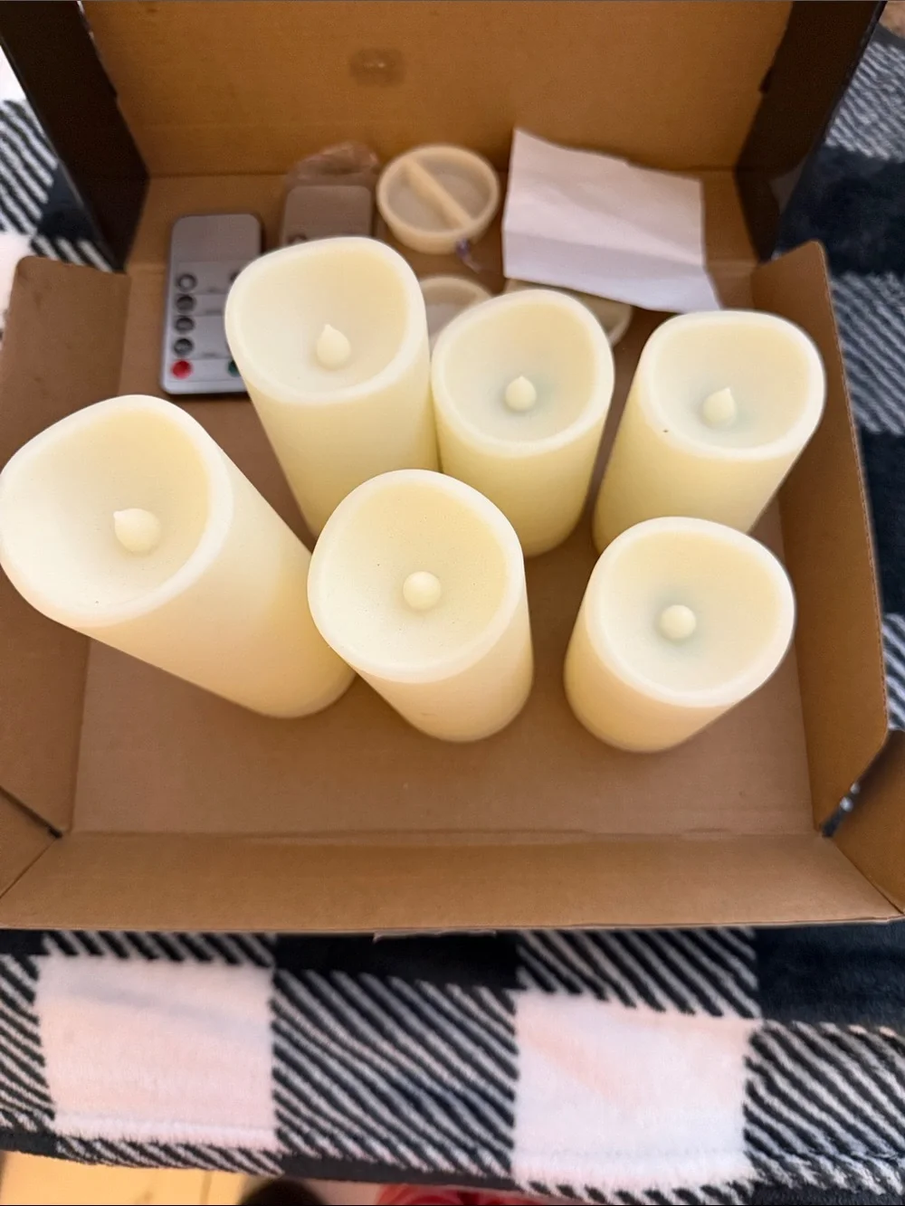 HP Ivory LED Pillar Candle Set - Flicker Flame Pack of 6